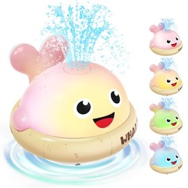 Baby Water Toy, Bathtub Toy, Pink, Luminous Splashing Whale Toy, Bath Toy, from 1 Year, Toddler Toy, from 1 2 3 Years