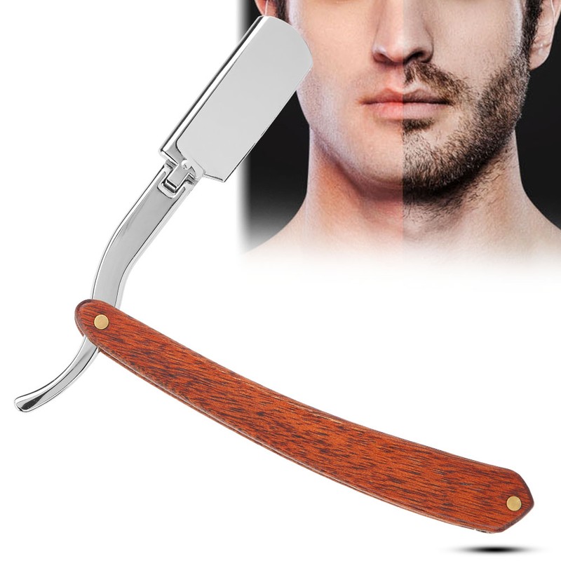 Manual Razor Professional Men Male Wooden Handle Folding Shaver Blade