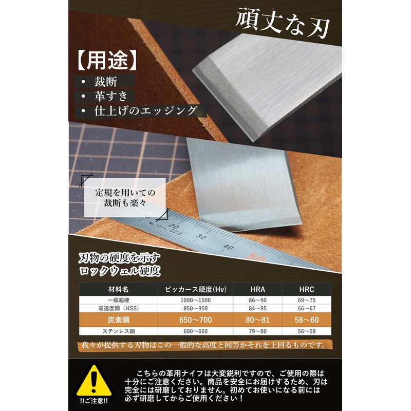 SHINTARO 本革ナイフ (35mm/1.5インチ)