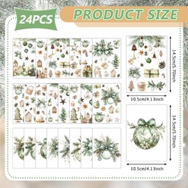 Gueevin 24 Sheets Sage Green Christmas Rub on Transfers for Crafts Rustic Xmas Snowman Village House Gnome Bow Sticker Rub on Decals for Neutral Scrapbook DIY Project Windows Wall Envelope Gift Bags