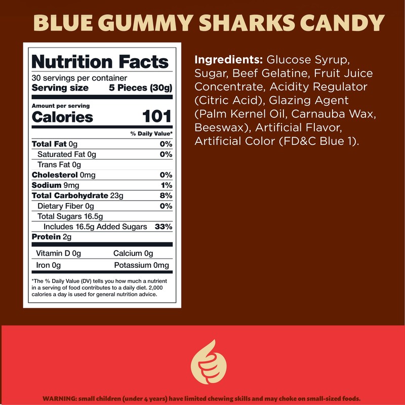 Blue Sharks Gummy Candy | 2 Pound Bag | Fruity