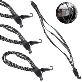 Pack of 4 Luggage Tensioners, 3-in-1 Tie Down Strap, Bicycle, Elastic Expander with Hooks, Elastic Pannier Rack Tie Down Straps for Pannier Rack, Bicycle, Motorcycle, etc. (70-12