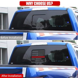 FUTLU USA Flag Decal for Truck Back Window,Car Decal and Sticker,Rear Middle Window American Decal for Pickup Truck,Truck Back Window Decals for F150 F250 F350 2015-2023(Black&Red-F150)