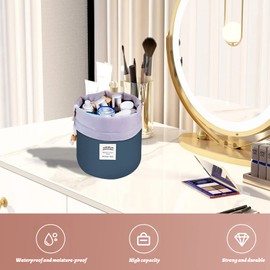 Makeup Bags for Women, Waterproof Round Travel Drawstring Make Up Organizer