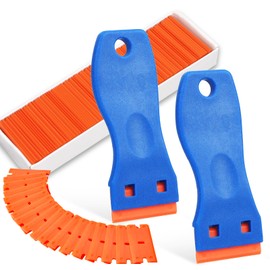 Pack of 2 Plastic Scrapers with 100 Plastic Blades, Plastic Spatula, Sticker Remover, Car Plastic Scraper, Plastic Scraper for Vinyl Sticker Removal