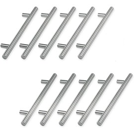 Silver Kitchen Cabinet Handles Brushed Nickel StainlessSteel TBar Drawer Pull Wardrobe Cupboard Door Handle,10Pcs Stainless SteelT Bar Drawer Pull Brushed Nickel Cabinet Pull Kitchen Cabinet Handle