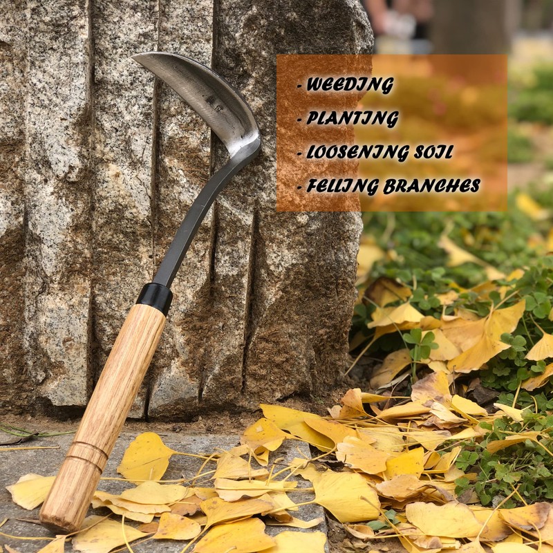 SHANFEEK Grass Sickle Japanese Weeding Hoe Garden Hand Tool Weeding