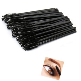 Mirhua 100 Pcs Disposable Eyelash Brush, Eyebrow Brush, Screw Brush, Eye Makeup, Cosmetics Supplies (Black) for Eyelash Extension, Eyebrow, Makeup, Black Beginners Multifunctional Cosmetics