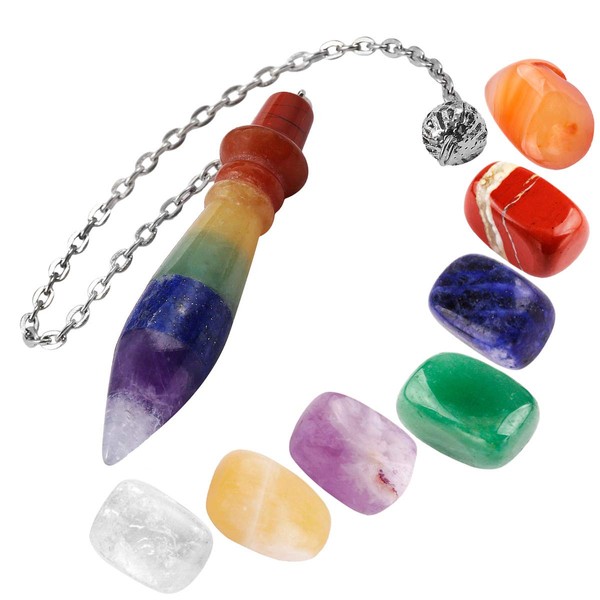 mookaitedecor Healing Crystals Set,7 Chakra Stones & Dowsing Crystal Pendulum Meditation Kits for Reiki,Balancing