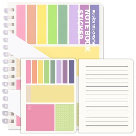 2-in-1 Sticky Notes Set - 220 Sheets Candy Color Sticky Notes Tabs with 120 Pages Spiral Lined Notebooks, Pastel Self-Stick Note Pads Small Spiral Notebooks Sticky Tabs for Note Taking School Office