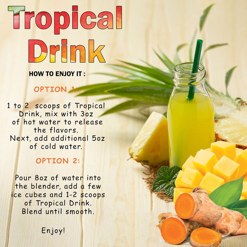 Tropical Drink Mango Pineapple Turmeric Honey Natural Refresher with Marigold