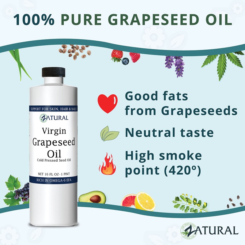 GrapeSeed Oil-Cold Pressed, Virgin, Undiluted, 100% Pure Grape Seed Oil,