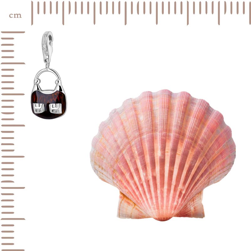 Quiges 925 Silver Charm Pendant Handbag with Lobster Clasp for