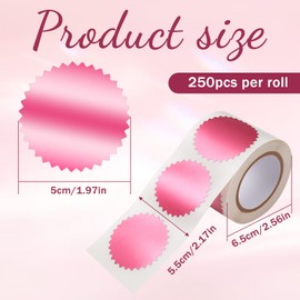 250 PCS Pink Gold Embossing Stickers, 2" Round Pink Gold Seals for Certificates with Serrated Edge, Embosser Stickers for Sealing, Awards, Embossing, Certificates, Envelopes