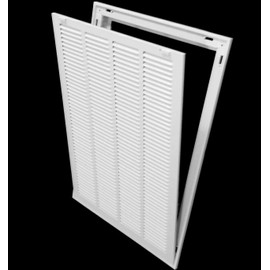 16" X 25" Steel Return Air Filter Grille for 1" Filter - Easy Plastic Tabs for Removable Face/Door - HVAC DUCT COVER - Flat Stamped Face -White [Outer Dimensions: 17.75w X 26.75h]
