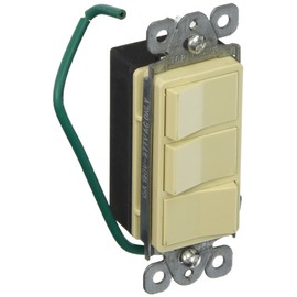 Morris 81970 Commercial Grade Decorative Triple Rocker Switch, 15 Amp Current, 120V/277V, Ivory
