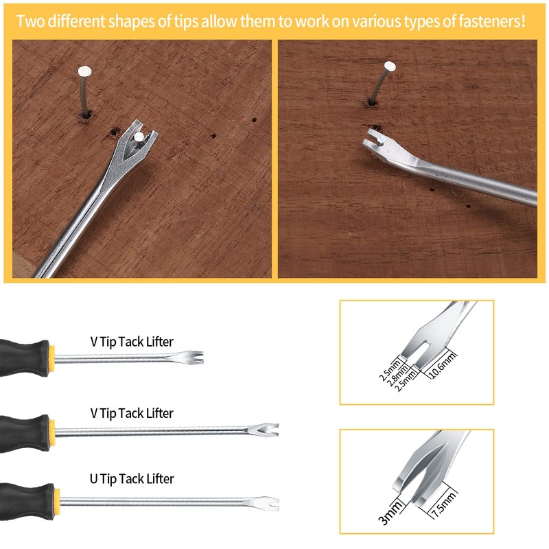 Pack of 3 Staple Remover with Tack Puller Tool, Upholstery
