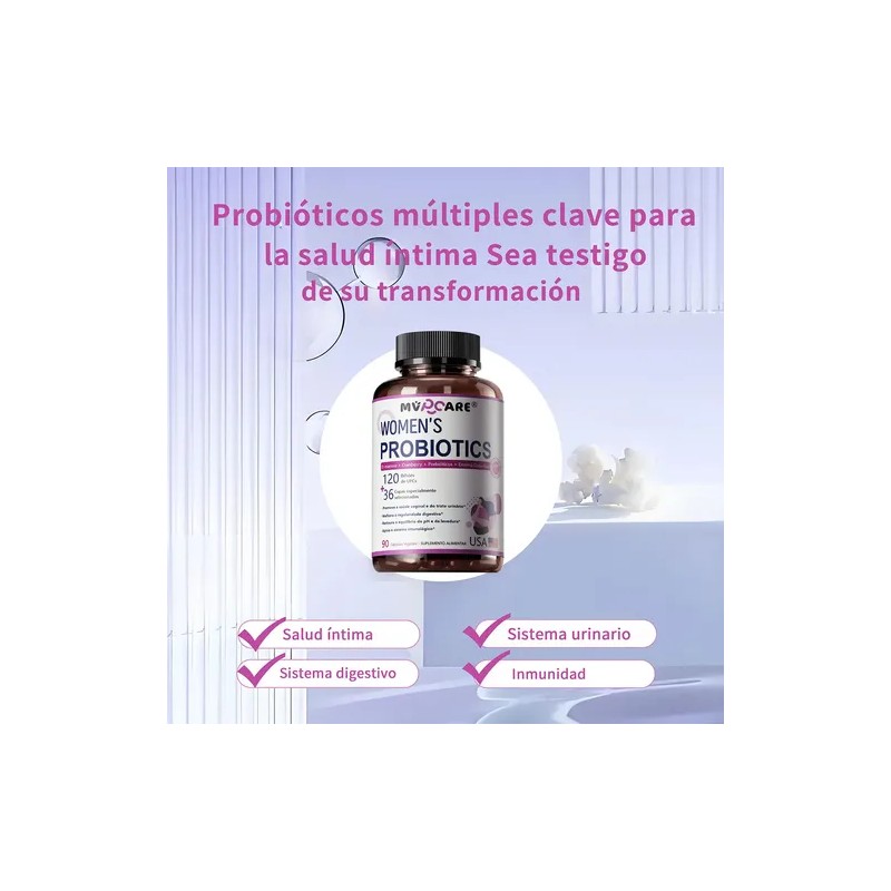 Probióticos Mujer Urinario Intestinal Vaginal 90 Cápsulas Sin Sabor