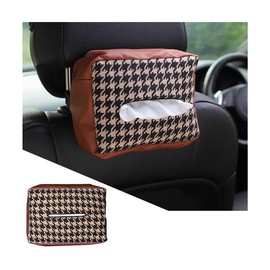 CGEAMDY Auto-Rücksitz-Kopfstütze Hängende Taschentuchboxen, PU-Leder-Auto-Tücherhalter, Auto-Serviettenbox-Halter, Tissue Holder Car Back Seat Headrest Hanging Tissue Boxes(Braunes Muster)