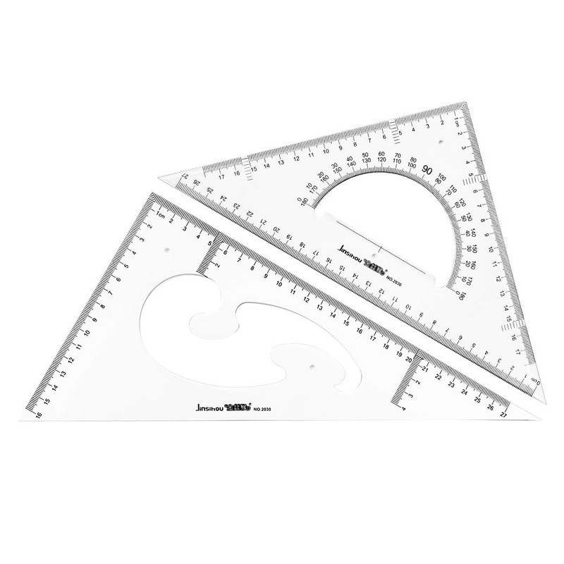 Jimjis Triangle Ruler, 11.8 inches (30 cm), Drafting Set, Large,