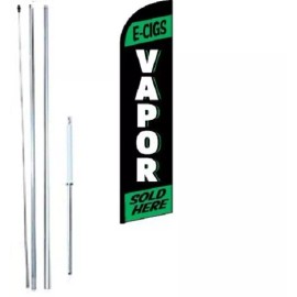 Vapor (Green & Black) Windless  Swooper Flag With Complete Hybrid Pole set