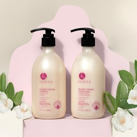 Luseta Glossy Pearl Shampoo and Conditioner Set Smooth & Moisturize, Add Shine and Helps Tame Frizz,Hydrating for Damaged Hair, Detangle,Nourish Stran