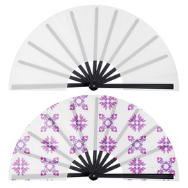 Framendino, 2 Pack Sublimation Folding Hand Fan Blanks Heat Transfer Handheld Fans Foldable for Party Wedding Performance (Black)