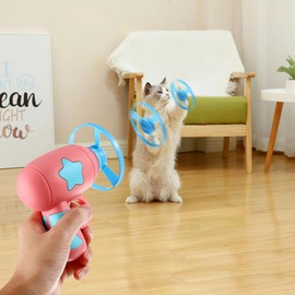 DOITOOL Helicopter Cat Toy ：1 Set of Flying Disc Saucer Launcher, Interactive Flying Disc Cat Toy, Chasing Game, Multi-color, Abs, For Pets and Kids, 3PCS