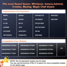 964P3 61927 for Speed Queen Dryer Element, Replaces 964P3 61927 61195 D510329P, Fits Models ADE3SRGS173TW01 ADE3LRGS171TW01 ADE30RGS171TW01 ADE3SRGS175TW01, Dryer Heating Element Include Thermal Fuse