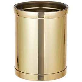 Kraftware Mylar Round Waste Basket, 11", Polished Brass Color
