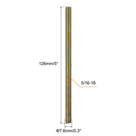 sourcing map 8pcs Fully Threaded Rods 5/16x5" All Thread Studs Long Threaded Screw Carbon Steel for Furniture Garden Railing Mounting Assembly Fastening Frame Connection Colorful Zinc