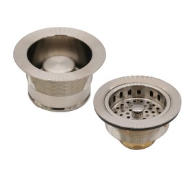 Westbrass CO2185-20 Combo Pack 3-1/2" Post Style Large Kitchen Sink Basket Strainer and Waste Disposal Drain Flange with Stopper, Stainless Steel
