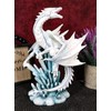 Ebros Gift White Arctic Snow Winter Dragon On Giant Crystal