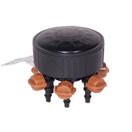 DIG AD6 6 Outlet Adjustbale Manifold on 1/2" FPT Drip Water Connection, Black, Brown