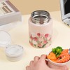 Insulated Food Jar Flower Pattern 450ML Capacity Stainless Steel Portable