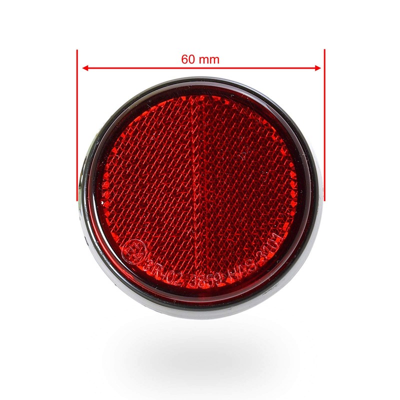 Dock66 Motorcycle Parts Round Red 60 mm Rear Reflector Cat's