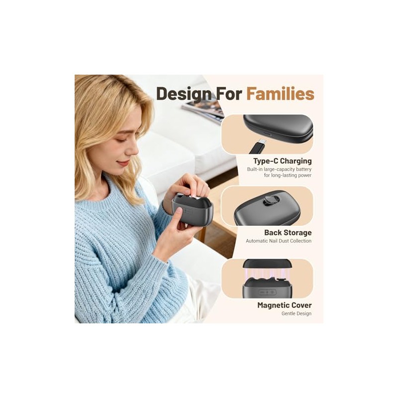 Electric Nail Clipper, Upgraded 3 in 1 Electric Polishing Automatic