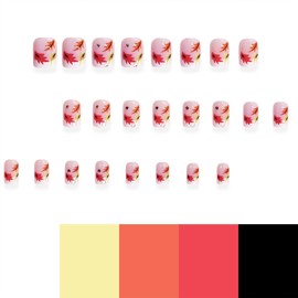 Tyuimhx Fall Maple Leaf Press on Nails Short Square Fake Nails Thanksgiving White French Tip False Nails With Rhinestones Designs Full Cover Stick on Nails Acrylic Autumn Maple Leaves Nails for Women