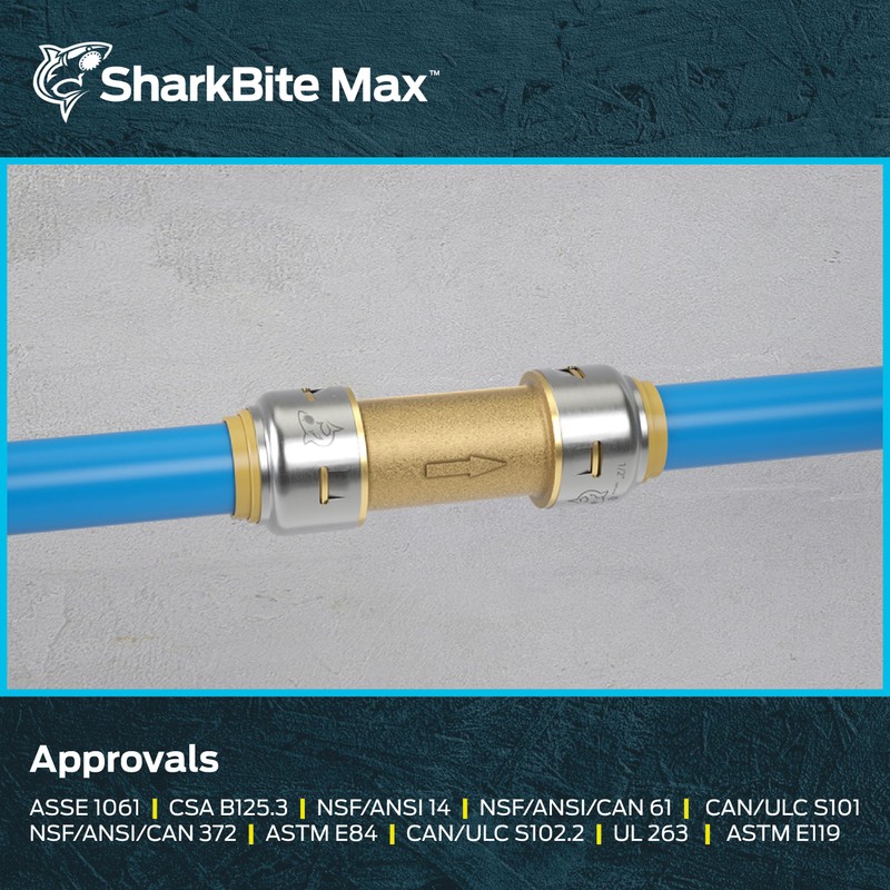 SharkBite Max 3/4 Inch Check Valve, Push to Connect Brass