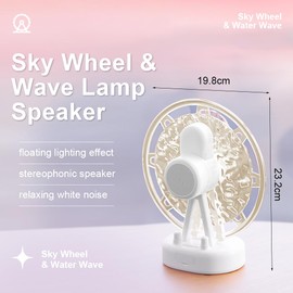HOTUT Bluetooth Speaker Ferris Wheel Projector Light, Water Ripple White Light Desktop Ocean Projector Light Bluetooth Speaker, RGB Light Color Changing, Support TF AUX Noise Support Answering Calls