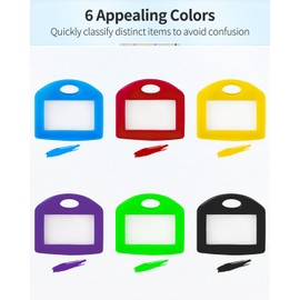 Uniclife 24 Pcs Key Cap Tags 2.5 cm Key Covers Protectors with Blank Paper Labels and Clear Windows Soft Key Identifiers for Standard Regular Thin Flat House Keys (Not for Odd-Shaped Keys), 6 Colors