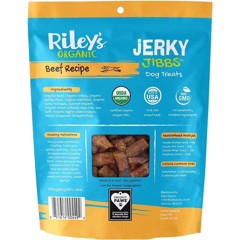 Riley's Organics Jerky Jibbs Beef Recipe Dog Treats 2 Pack