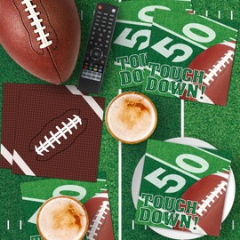 Litmitfu 50 Pack Football Napkins Sets - Football Party Supplies, Rugby Football Field Touchdown Design Disposable Luncheon Dinner Party Paper Napkins for Football Game Day Tailgate Party Favors Decorations