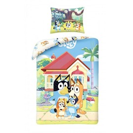 Bluey Dogs Family Bluey Bingo Bandit Chilli Reversible Duvet Cover 140 x 200 cm and Pillowcase 70 x 90 cm, Multi-Colour, 100% Cotton