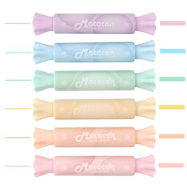 chosch - Resaltadores con forma de caramelo, colores surtidos, punta de cincel, base de agua, secado rápido y escritura suave, 6 colores macaron (resaltador de caramelo)