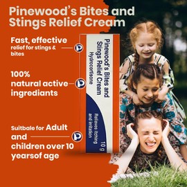 Pinewoods Fast Acting Hydrocortisone Cream 1% w/w Bite and Sting Cream, Mosquito and Bee Sting Treatment, Itchy Skin and Redness Solution, 3 x 10g Tubes for Eczema and Irritation