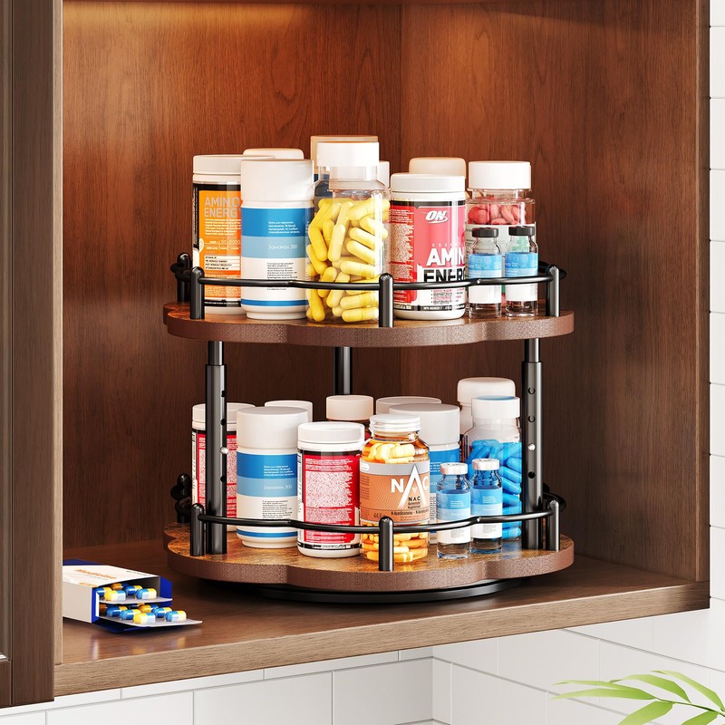 Spice Rack Lazy Susan Organizer for Cabinet, Rotating Spice Organization