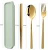 Gold Silverware Set for Camping. Lightweight & Portable Reusable Chopsticks