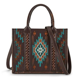 Montana West Embroidered Aztec Tote/Crossbody Bag, Adjustable Crossbody Strap - Colour: Turquoise