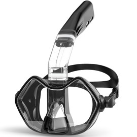 Greatever Half Face Diving Mask, Innovative with Nose Breathing, Comfortable & Breathable Fit, Leak Proof Design, Detachable Breathing Tube, Ideal for Snorkeling,and Home Water Sports Black S/M